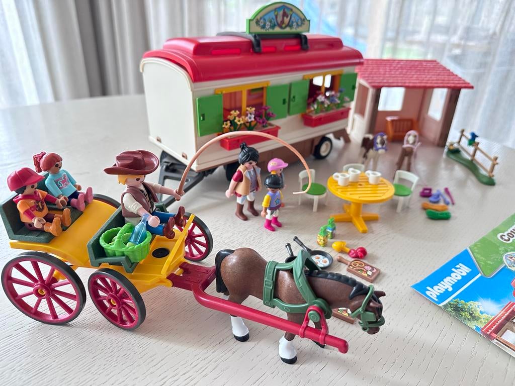 Playmobil Paardenset: Woonwagen, Paard en Wagen, Kinderen en Baby's, Speelgoed | Playmobil, Ophalen of Verzenden, Zo goed als nieuw