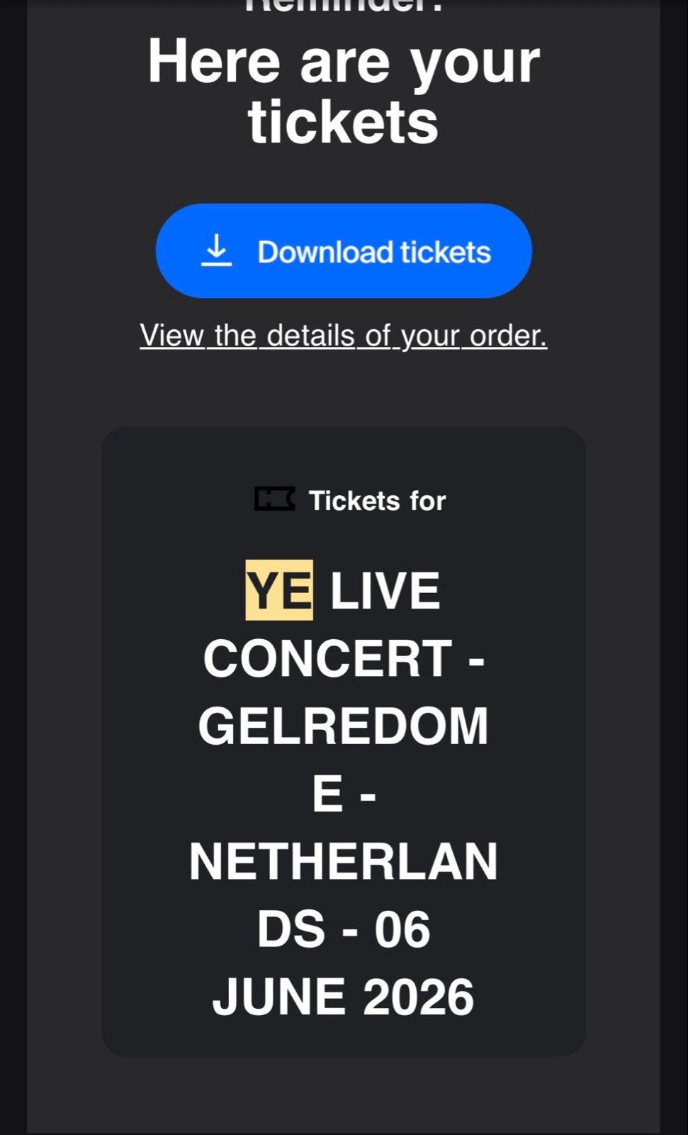 KANYE WEST GOLDEN CIRCLE TICKETS TIXEL (3), Twee personen, Juni