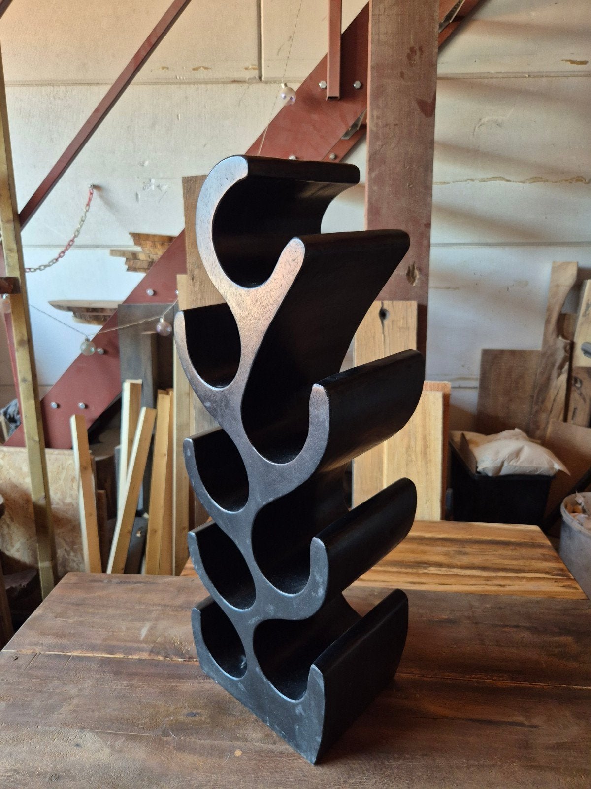 Wijnrek Zwart Hout - Modern Design, 5 tot 15 flessen, Nieuw, VH-DESIGN, Ophalen of Verzenden