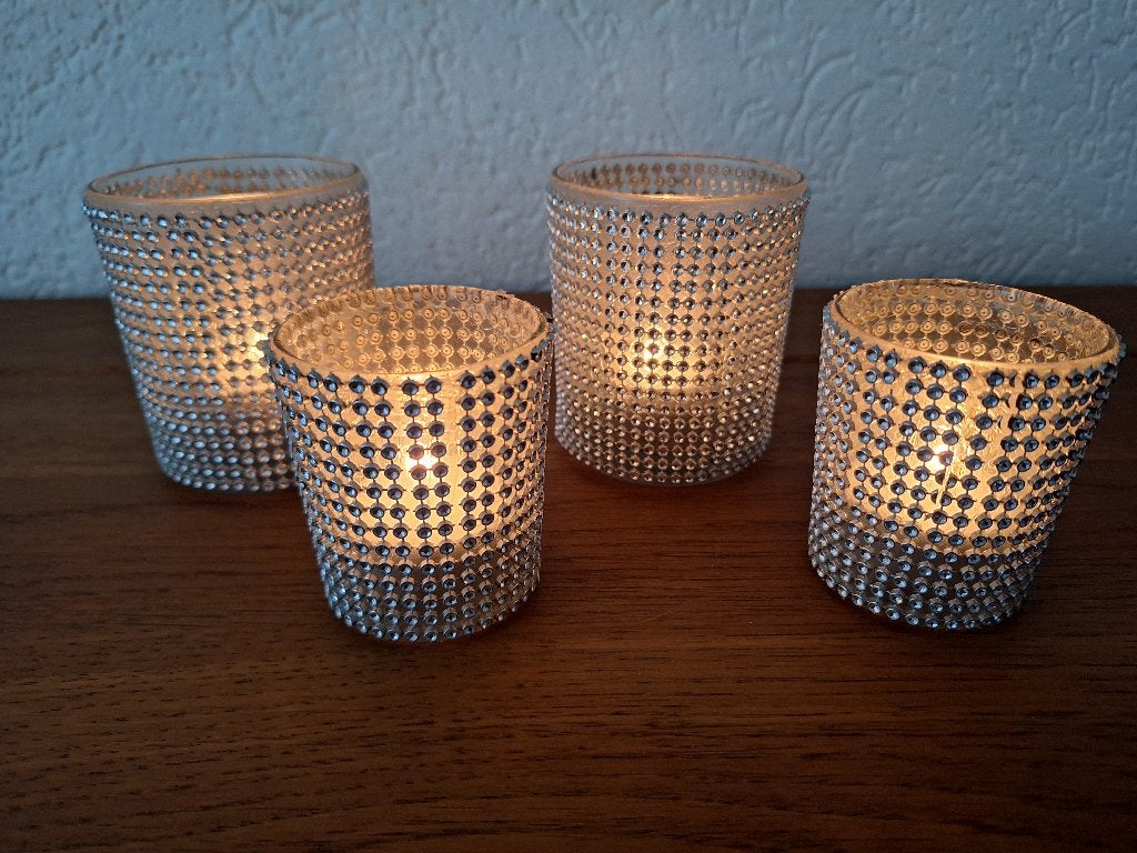 Waxinelichtjes zilverkleurig 4x, Waxinelichthouder, Zilver, 9 cm, Ophalen