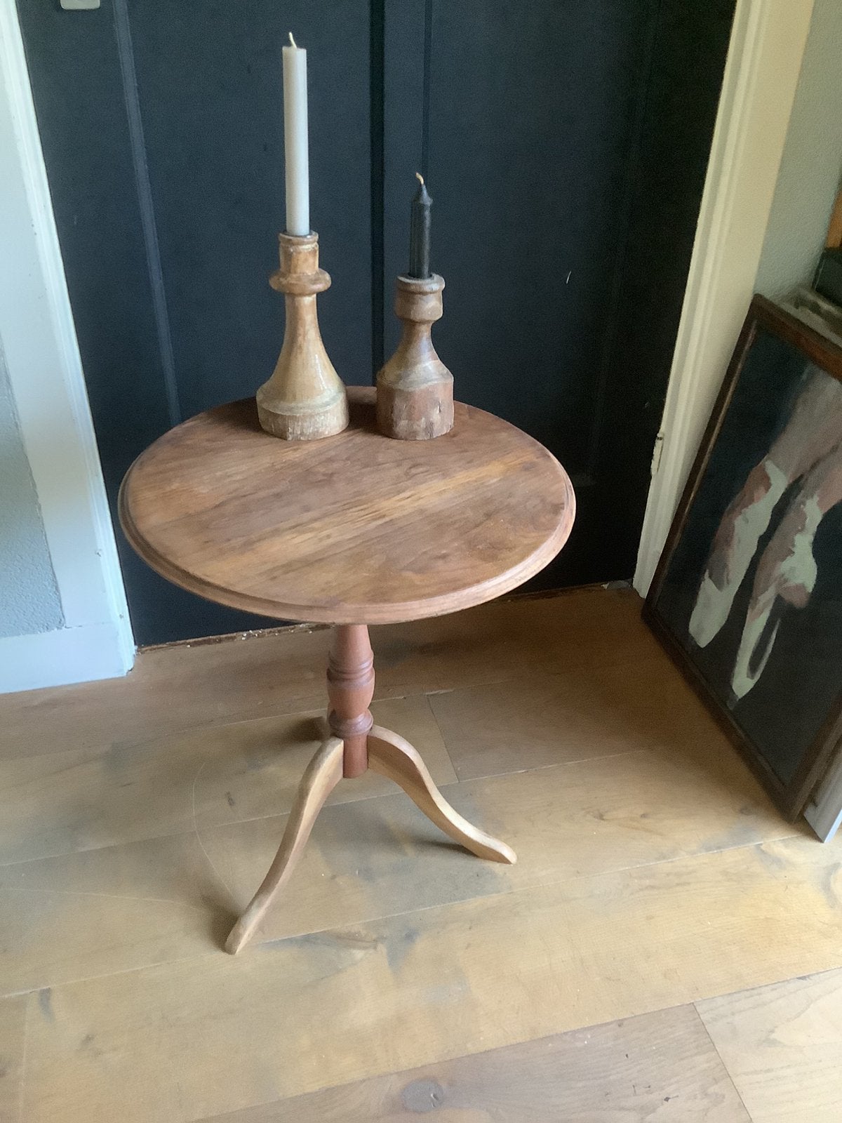 Wijntafel vintage oud Teak vergrijsd, Huis en Inrichting, Minder dan 55 cm, Zo goed als nieuw, Rechthoekig, Ophalen