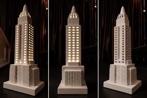 Habufa Empire State Building tafellamp – 53 cm – keramiek, Ophalen of Verzenden, Minder dan 30 watt, E27 (groot), Led-lamp