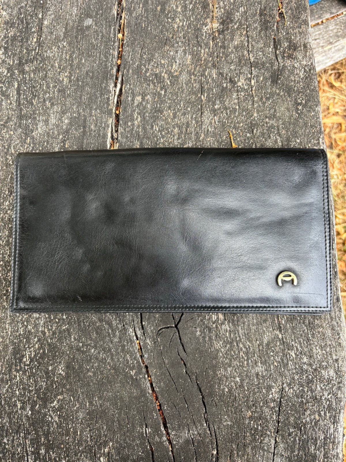 Vintage Etienne Aigner Leren Portemonnee/Clutch - Zwart, Overige merken, Gebruikt, Zwart, Ophalen of Verzenden