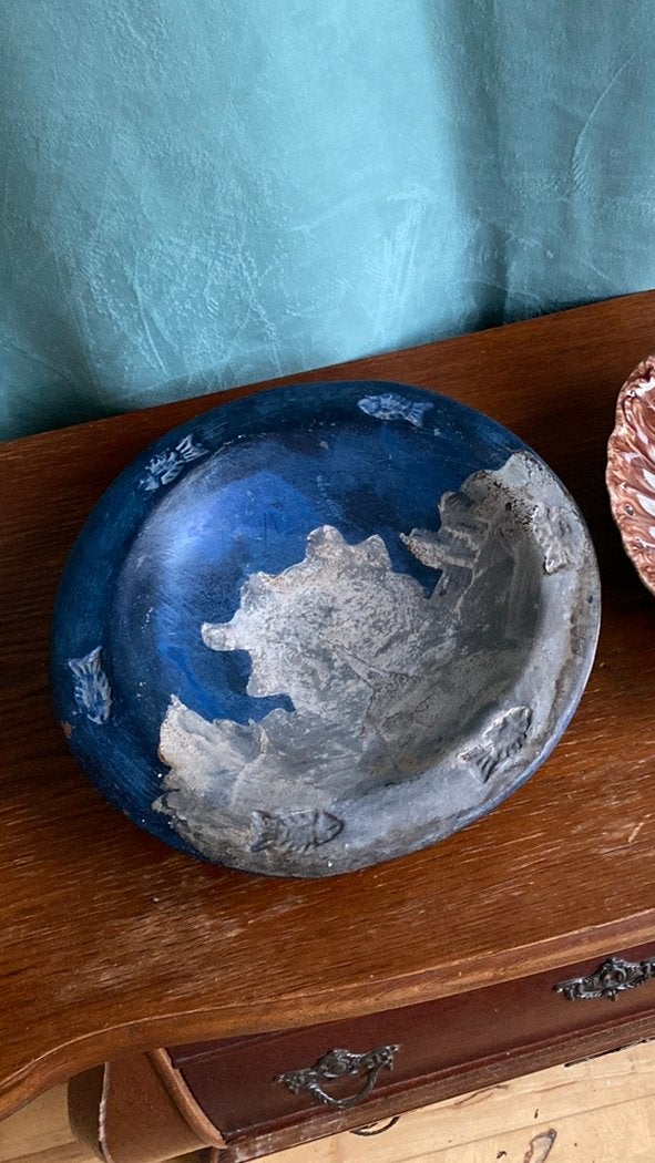 Prachtige vintage schaal fruit bowl retro antiek keramiek, Ophalen of Verzenden