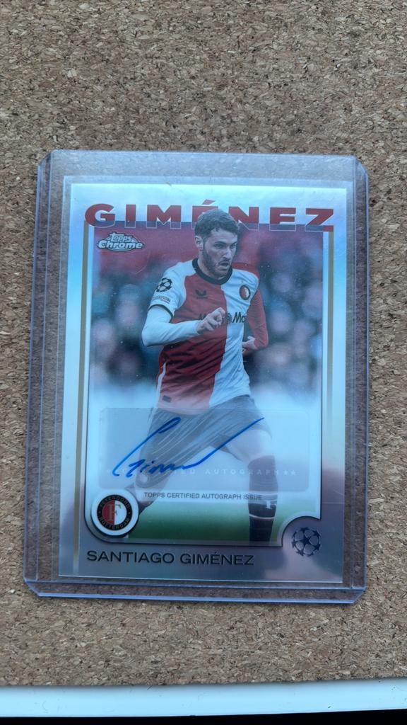 Santiago Giménez Topps Chrome Autograph Kaart Feyenoord, Ophalen of Verzenden, Zo goed als nieuw, Feyenoord, Spelerskaart