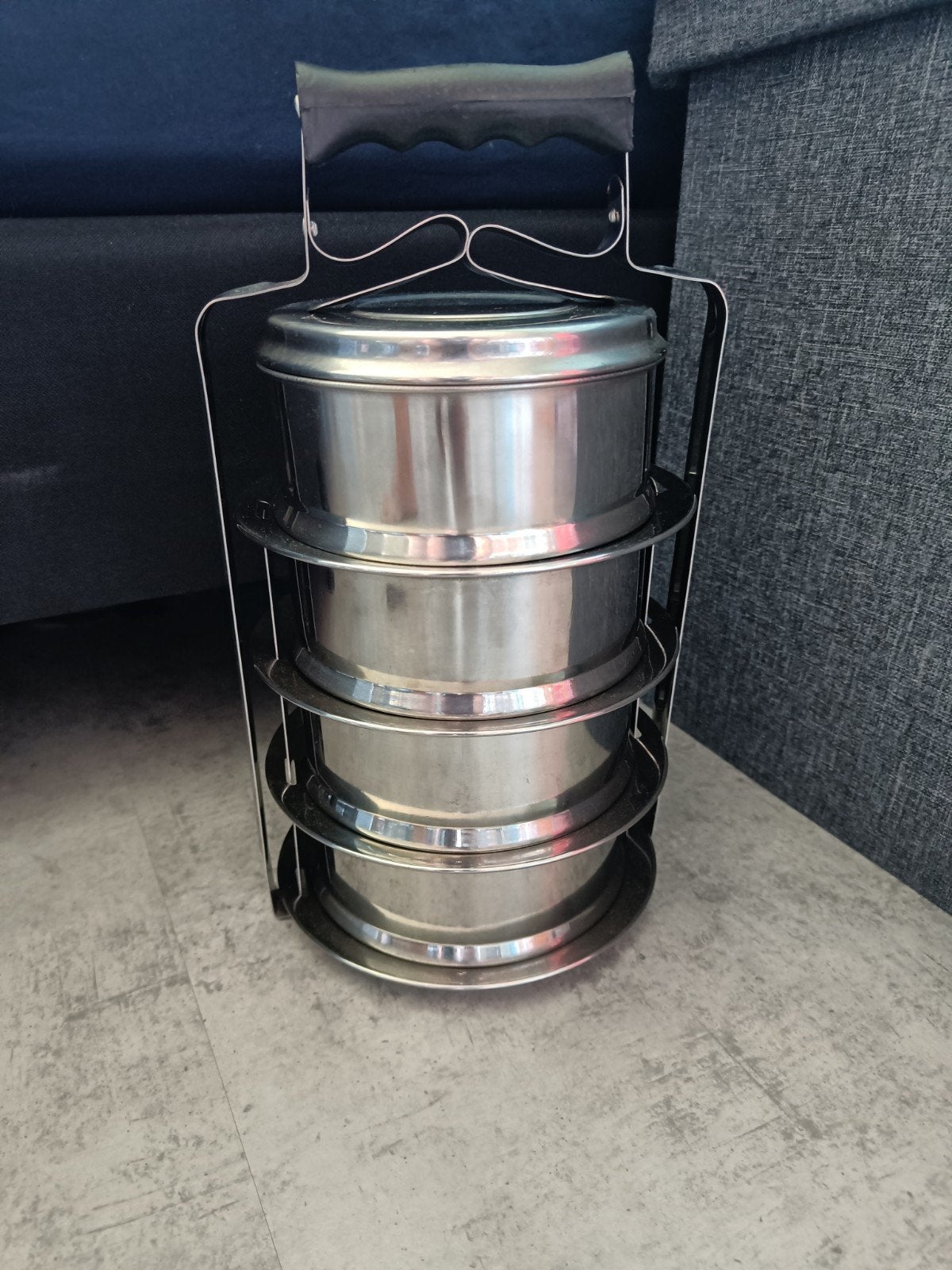 RVS 10-delige Tiffin Drager - 4 Laags met Potten & Borden, Zilver, Ophalen of Verzenden, Metaal, Overige typen