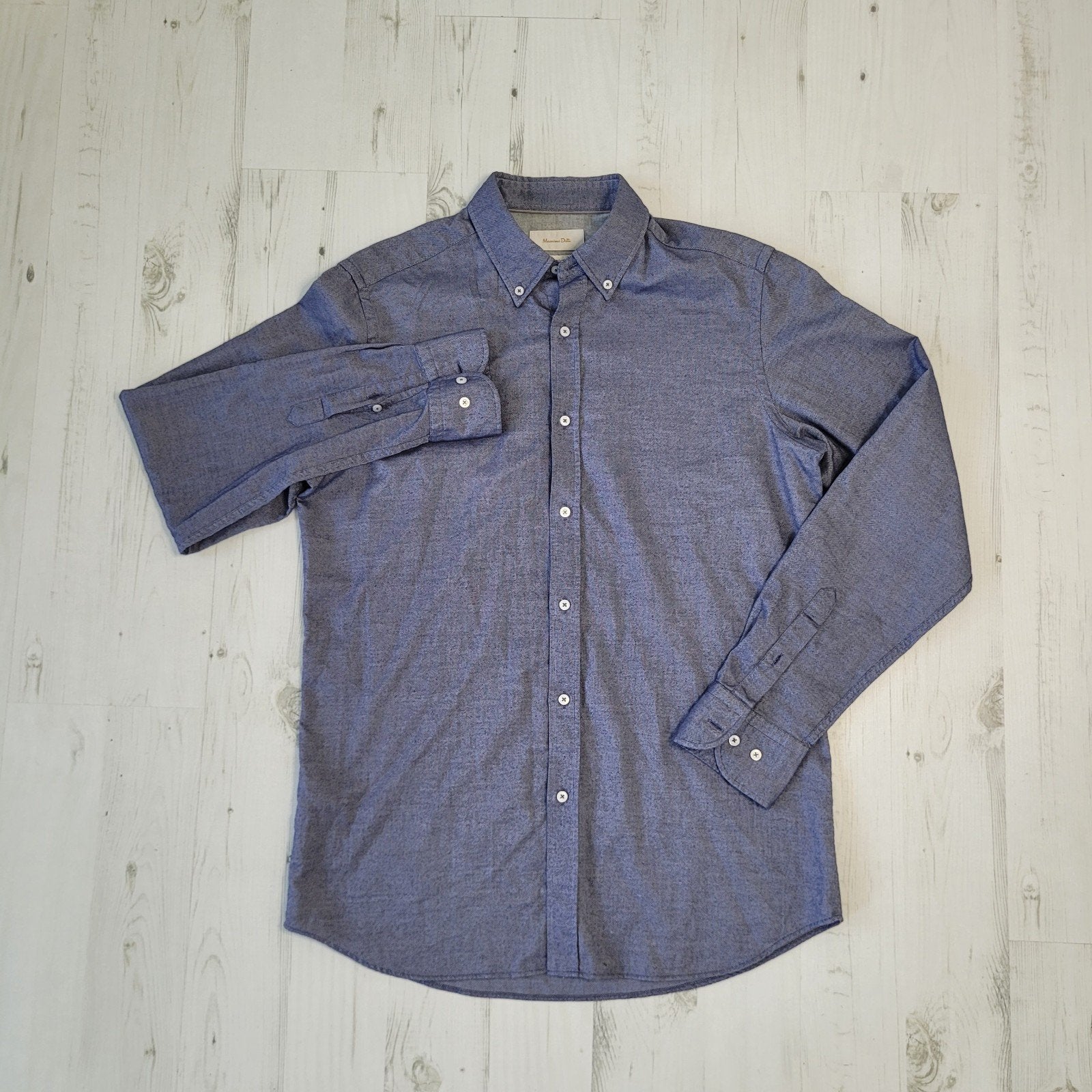 Massimo Dutti knit overhemd lange mouwen M blauw, Blauw, Zo goed als nieuw, Massimo Dutti, Halswijdte 39/40 (M)