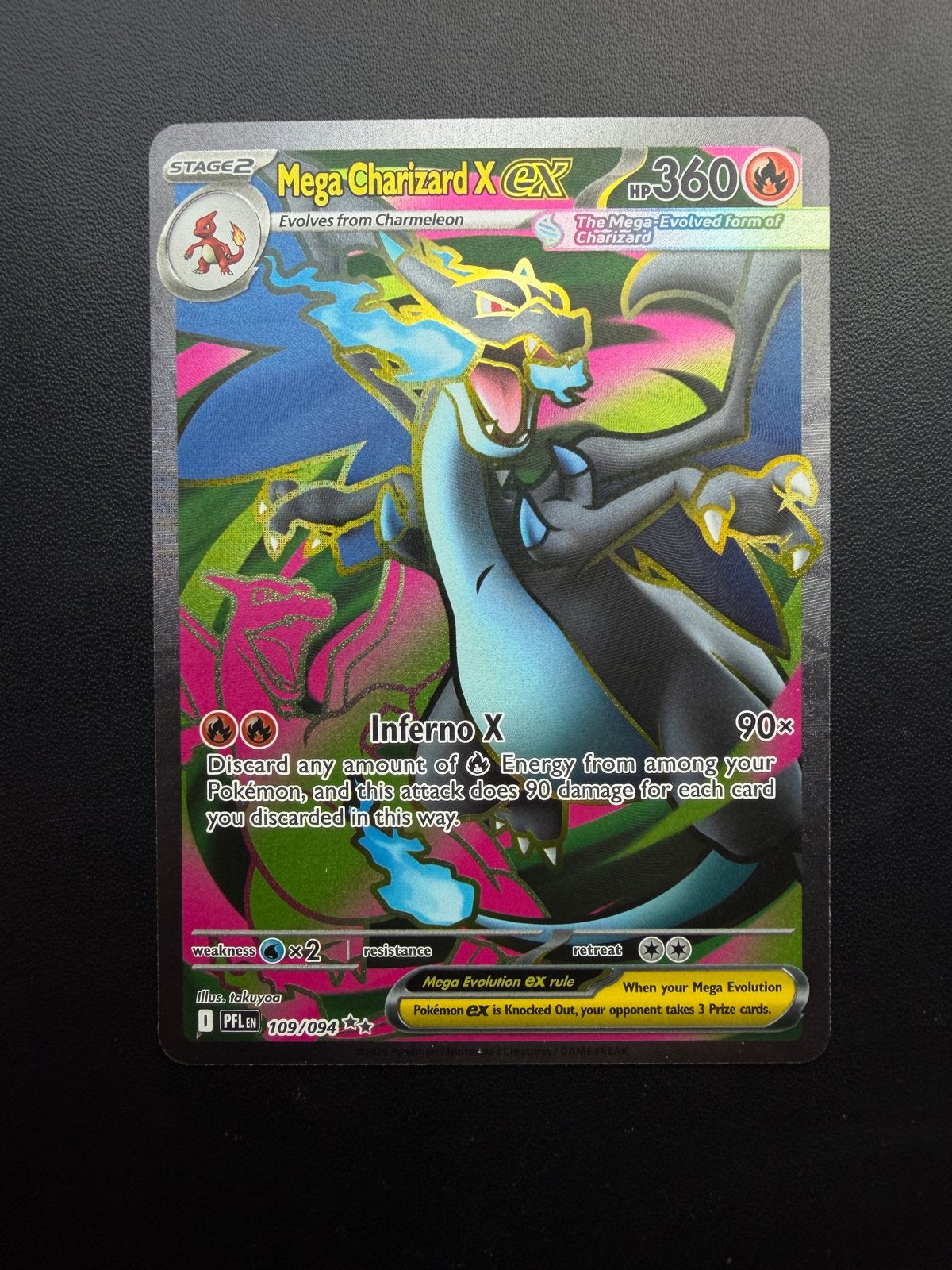 Mega Charizard X EX 109/094 Pokémon Kaart, Ophalen of Verzenden, Zo goed als nieuw, Losse kaart, Foil