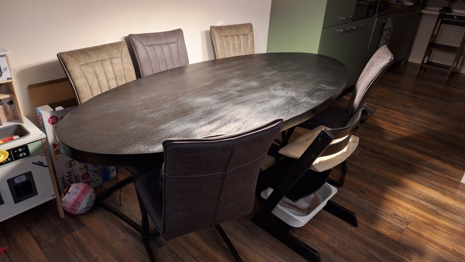 Eettafel (6 persoons) en salontafel - Zelfde Stijl, Ophalen, Gebruikt, 100 tot 150 cm, 200 cm of meer