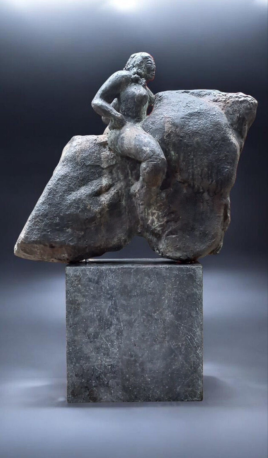 Brons beeld Brutalist futuristic abstract sculpture, Ophalen of Verzenden, Brons