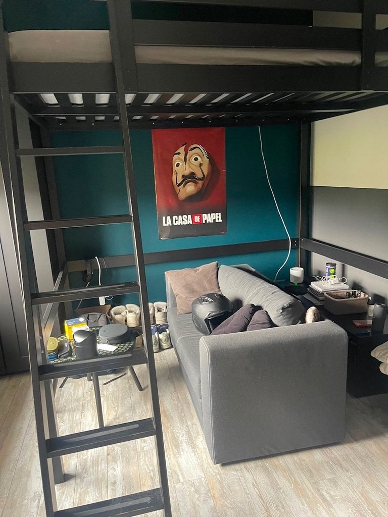 IKEA STORA Hoogslaper 140x200 cm – Zwart – Zeer nette staat, Ophalen, Hoogslaper, Tweepersoons, 140 cm