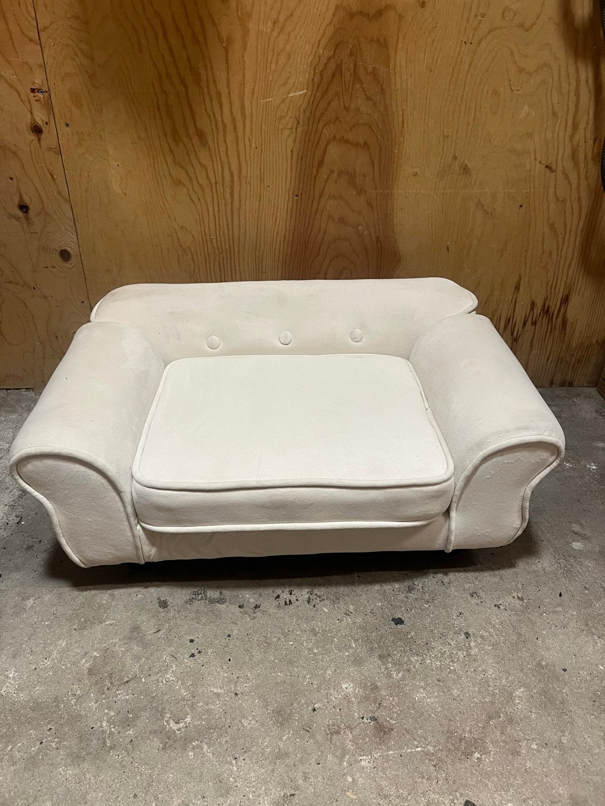 Dierensofa crème/wit, hondenbank/kattenbank op poten, Ophalen, Gebruikt, Stof