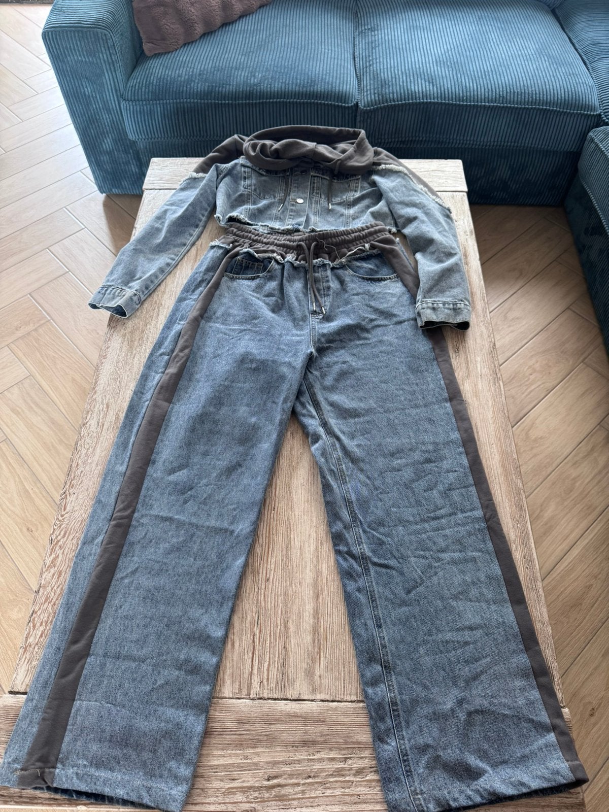Urban Denim Stripe Two-Piece, Kleding | Dames, Huispakken, Ophalen of Verzenden, Nieuw, Maat 38/40 (M), Blauw