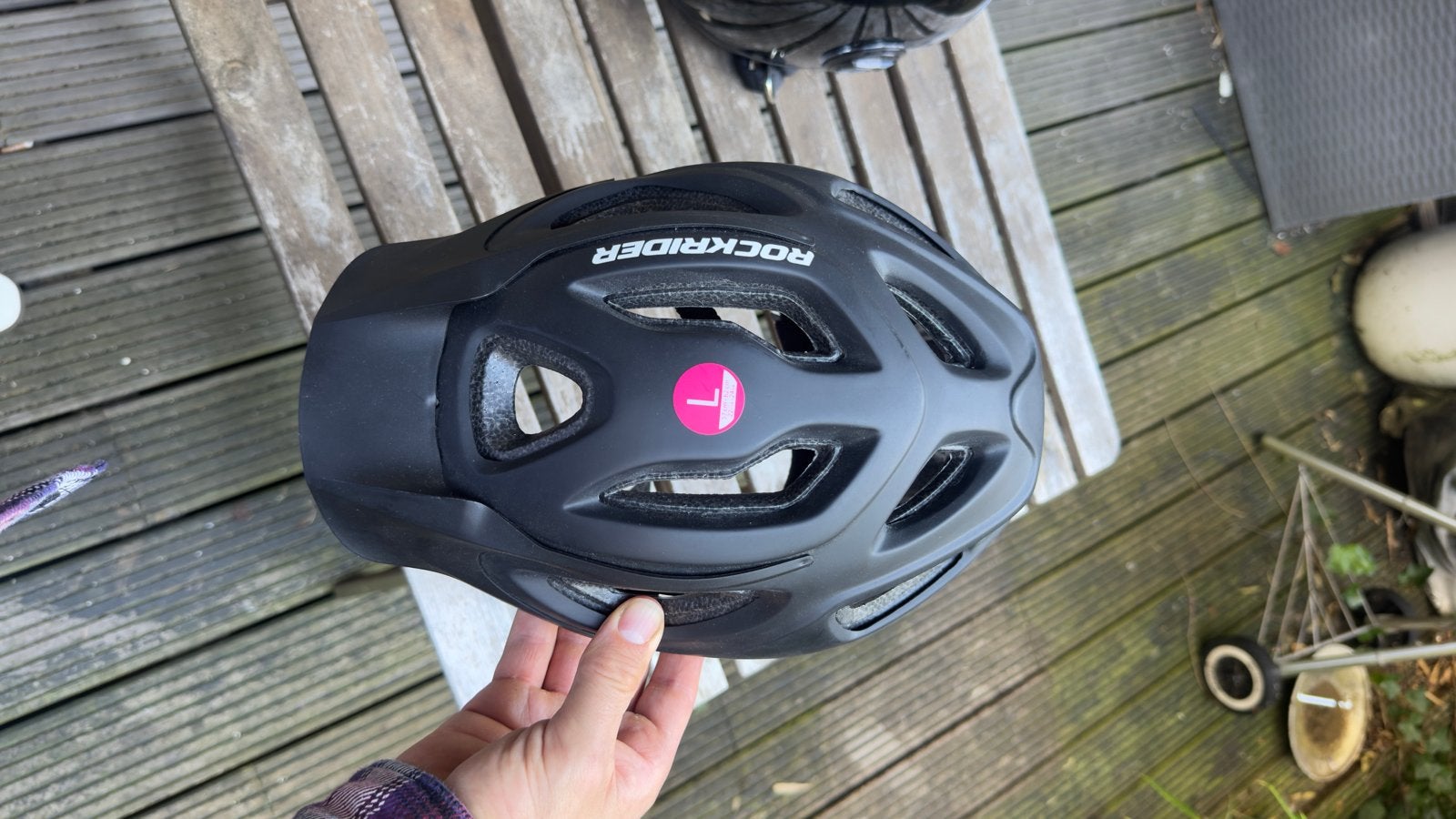 Rockrider fietshelm maat L - Zwart, Fietsen en Brommers, Ophalen of Verzenden, Zo goed als nieuw, L, Heer of Dame