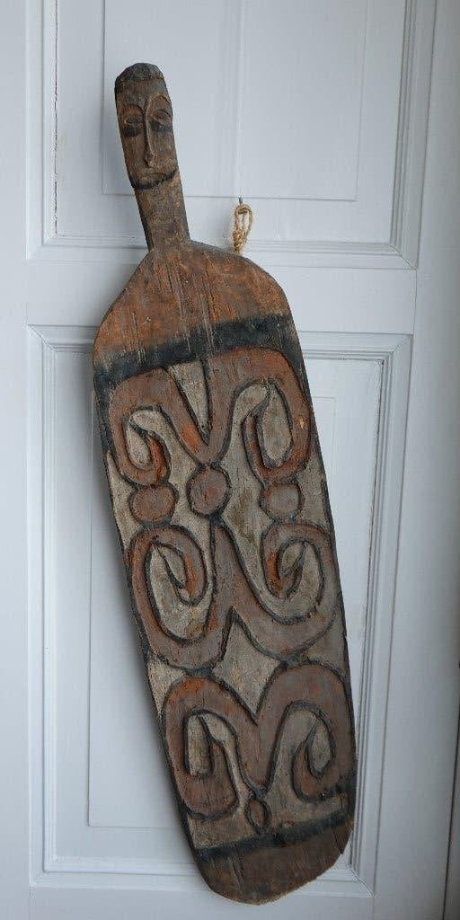 Asmat schild, Antiek en Kunst, Handgemaakt, Indonesië, 89 cm, Meerkleurig