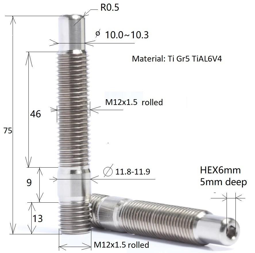 Titanium 20x set M12x1.5 75mm zwart BMW wielbout moer draad, Ophalen of Verzenden, H, H, H