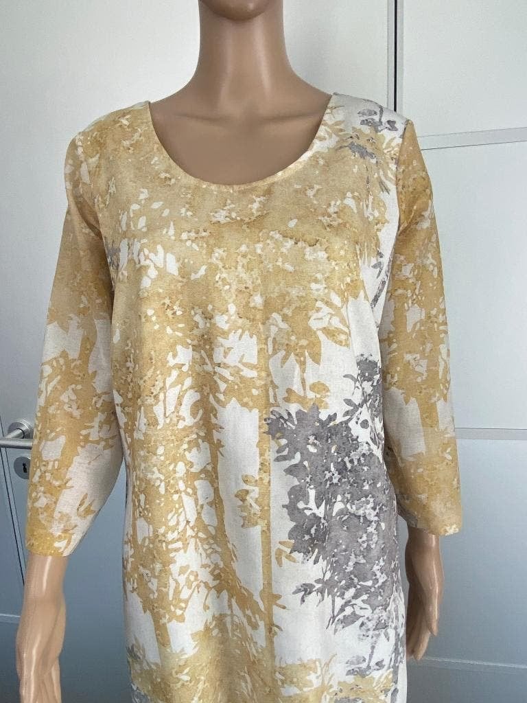 K186 Luxe jurk maat 42=L jurkje feestjurk jurk beige, Beige, Maat 42/44 (L), Ophalen of Verzenden, Zo goed als nieuw