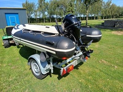 Rib + trailer + motor, Gebruikt, 10 pk, Peddels, Hibo