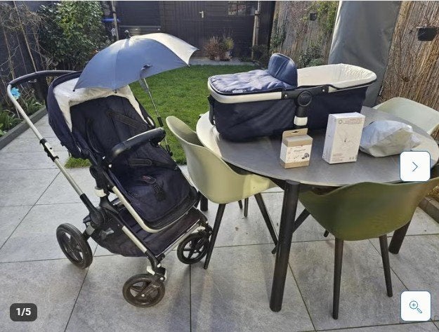 Complete Bugaboo Fox kinderwagen en reiswieg navy blue, Kinderen en Baby's, Kinderwagens en Combinaties, Gebruikt, Bugaboo, Verstelbare duwstang