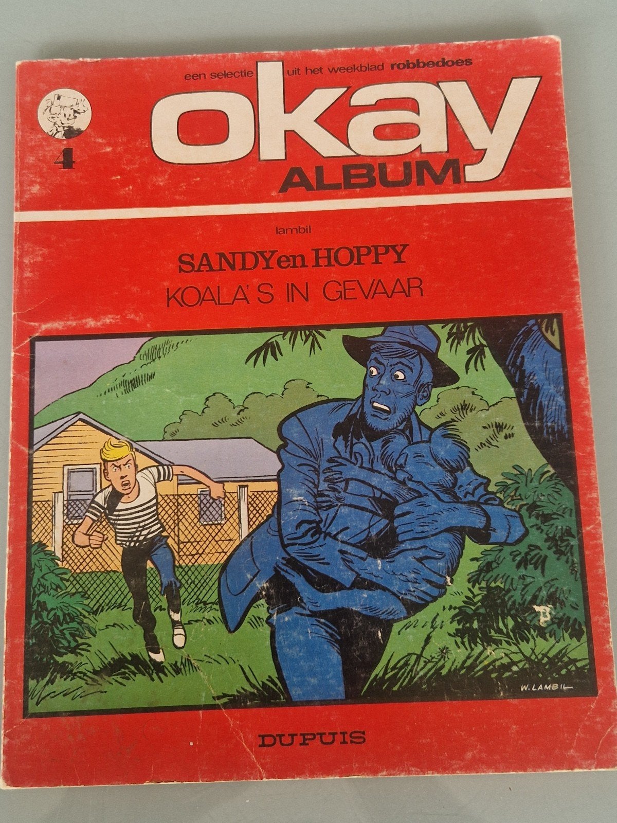Sandy en Hoppy: Koala's in Gevaar (Okay Album 4, 1972), Boeken, Gelezen, Eén stripboek, Ophalen of Verzenden, Lambil/dupuis