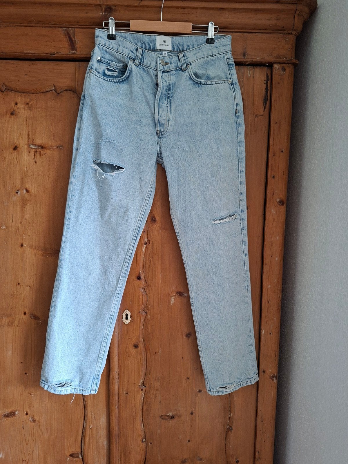 Anine Bing Jeans - Lichtblauw met gaten, ANINE BING, Blauw, Ophalen of Verzenden, Zo goed als nieuw