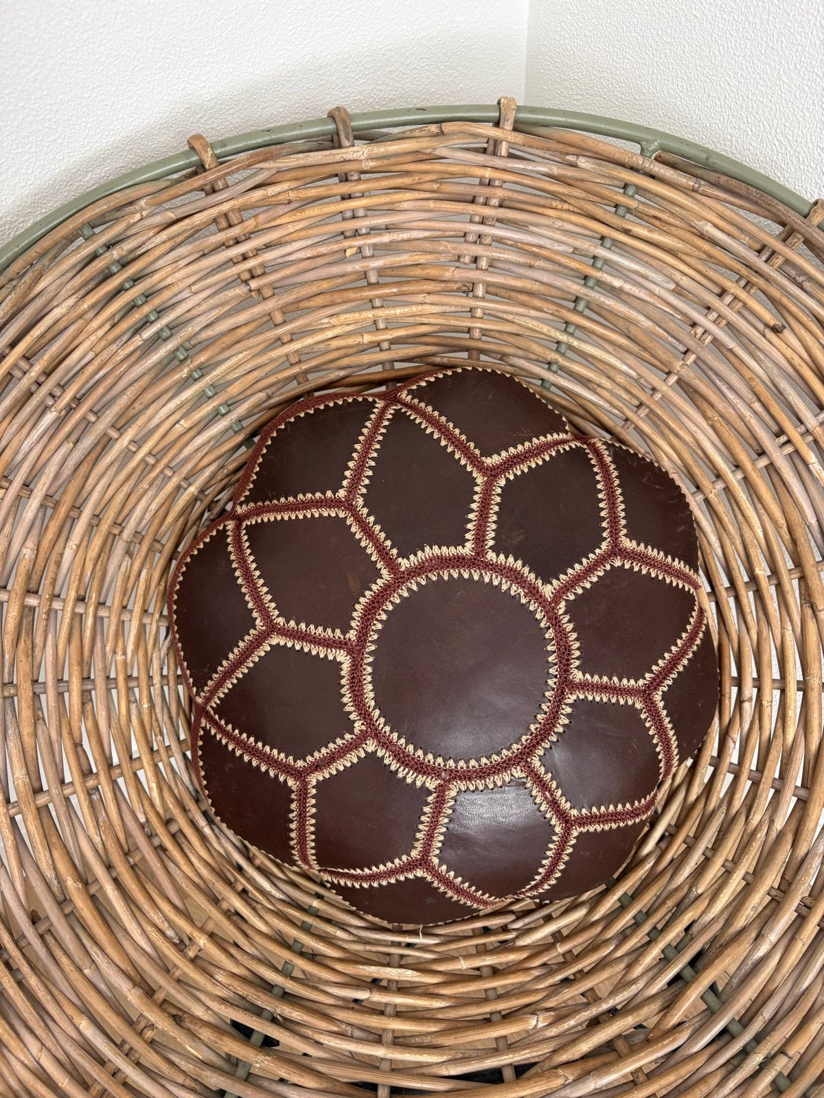 Vintage kussen patchwork met gehaakte details, Ophalen, Minder dan 50 cm, Gebruikt, Rond
