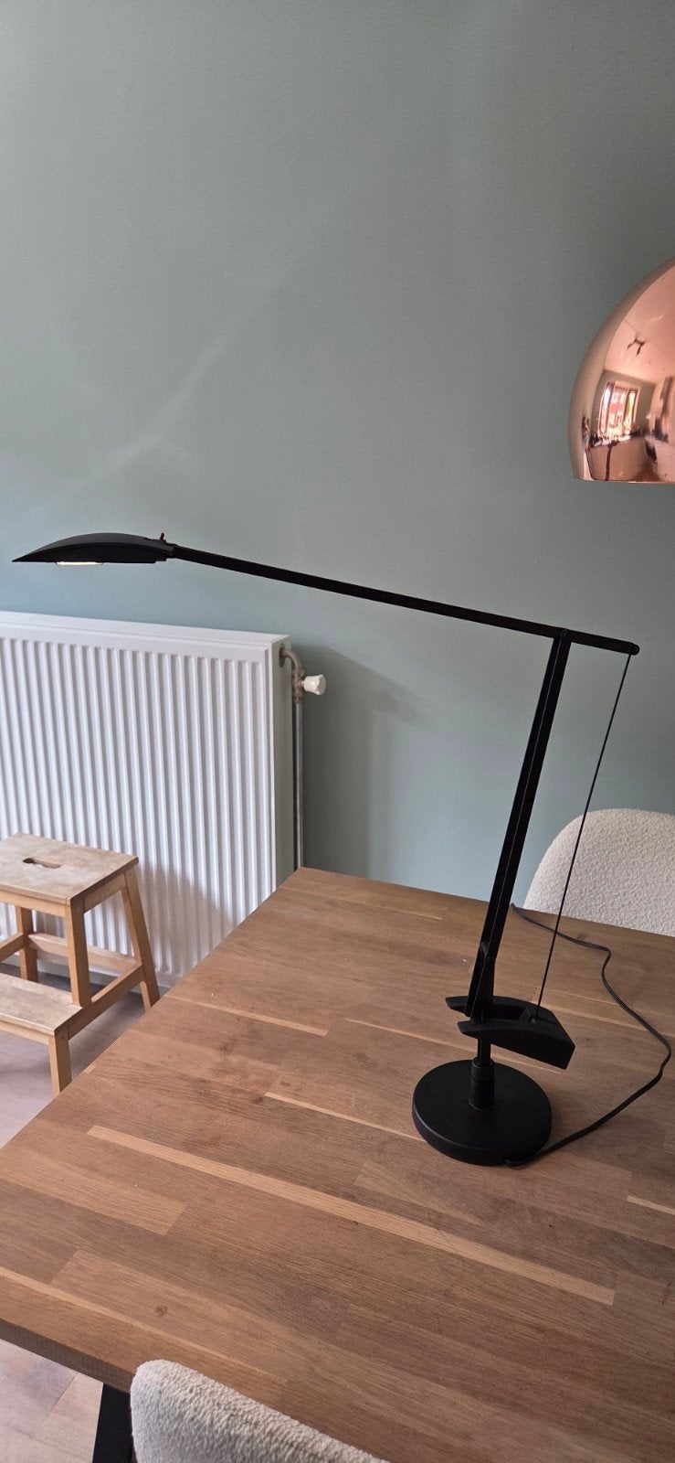 Vintage design bureaulamp met verstelbare arm, Huis en Inrichting, Lampen | Tafellampen, Ophalen of Verzenden, Gebruikt, Metaal
