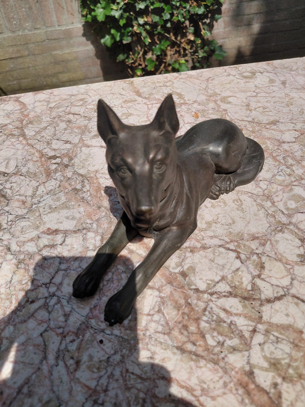 Antieke bronzen hond beeld - herder, Ophalen of Verzenden