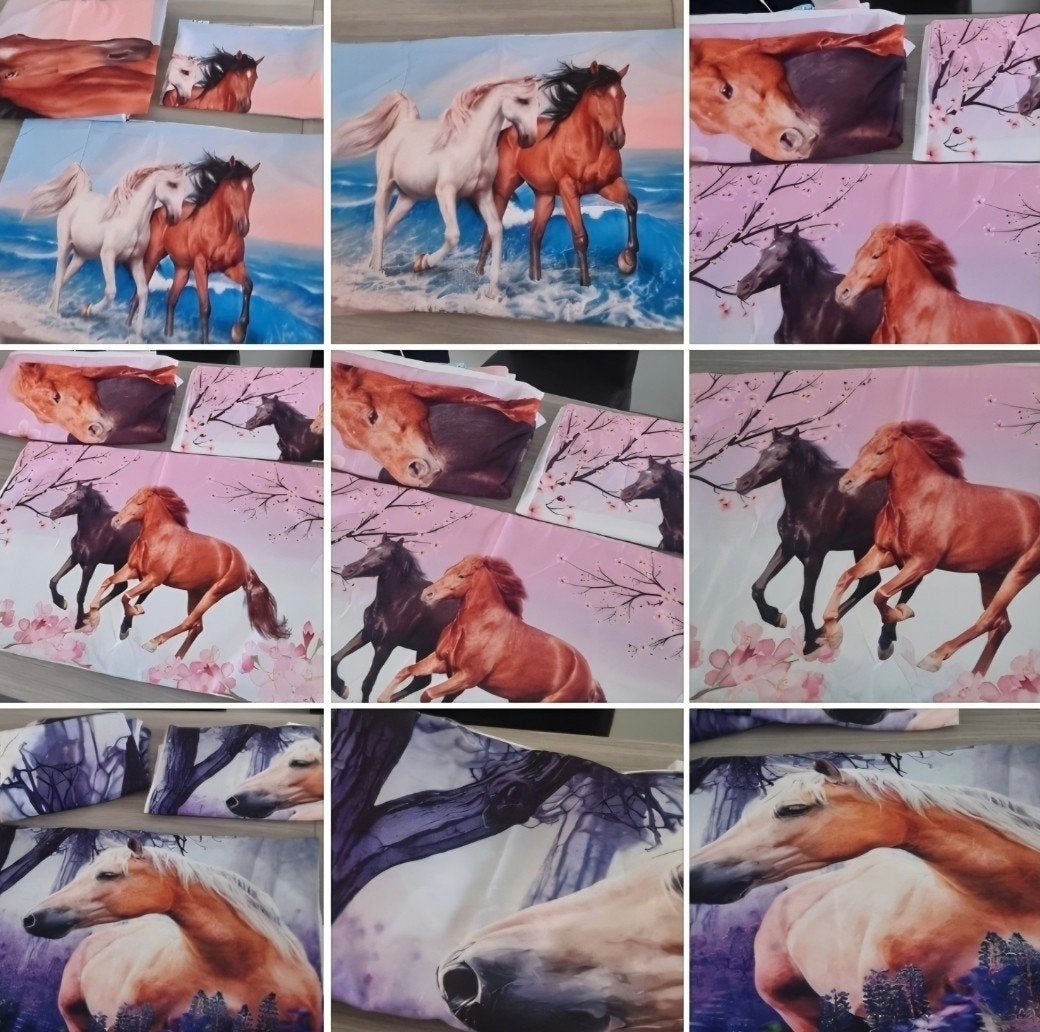 3 Dekbedovertrek met paardenprint - Diverse designs, Eenpersoons, Meerkleurig, Dekbedovertrek, Nieuw