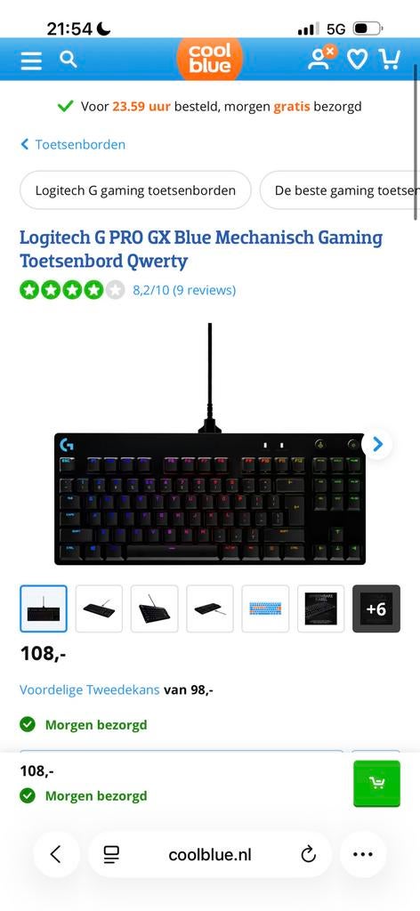 Logitech G pro GX Blue mechanisch gaming toetsenbord Qwerty, Ophalen, Gaming toetsenbord, Zo goed als nieuw, Qwerty