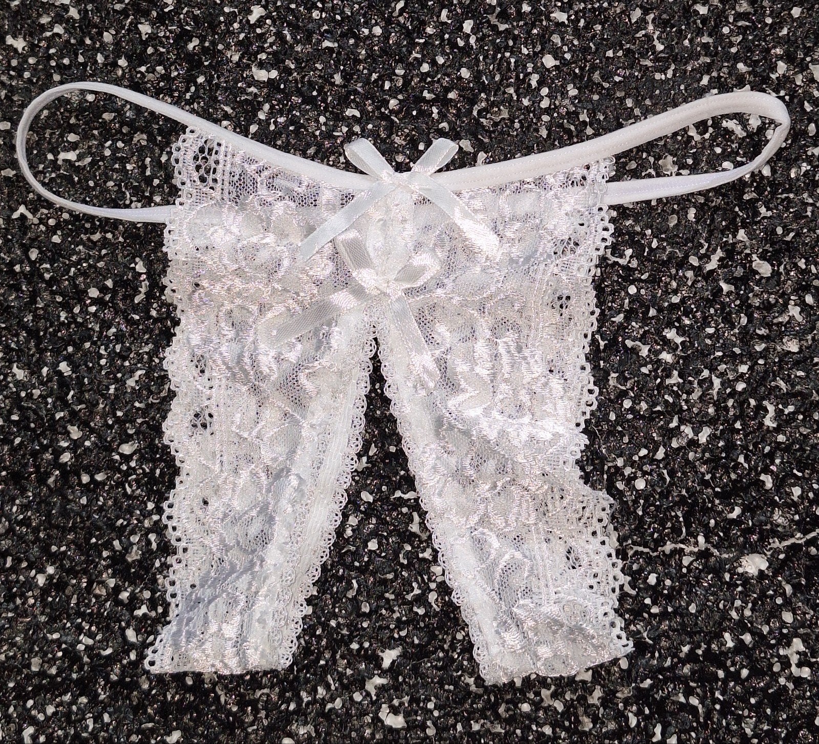 Sexy spierwitte 'open kruis' slip/string maat 34-36 (S), Verzenden, Zwart, String