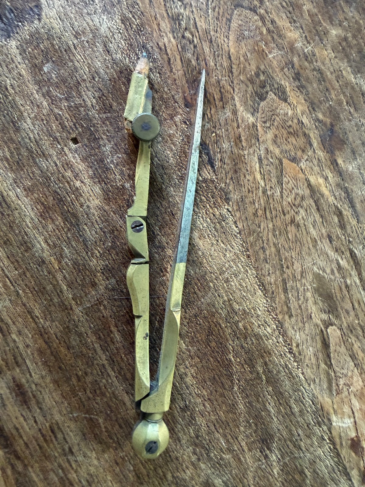 Antieke messing tekenpasser / landmeterspasser ca. 1880-1920, Antiek en Kunst, Ophalen