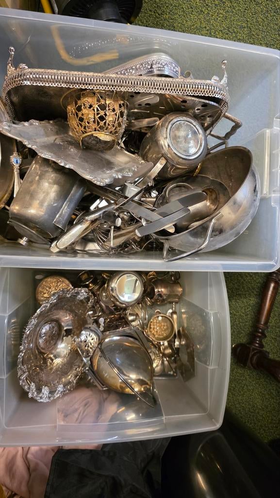 Grote partij verzilverde antieke items:, Antiek en Kunst, Antiek | Goud en Zilver, Ophalen, Zilver
