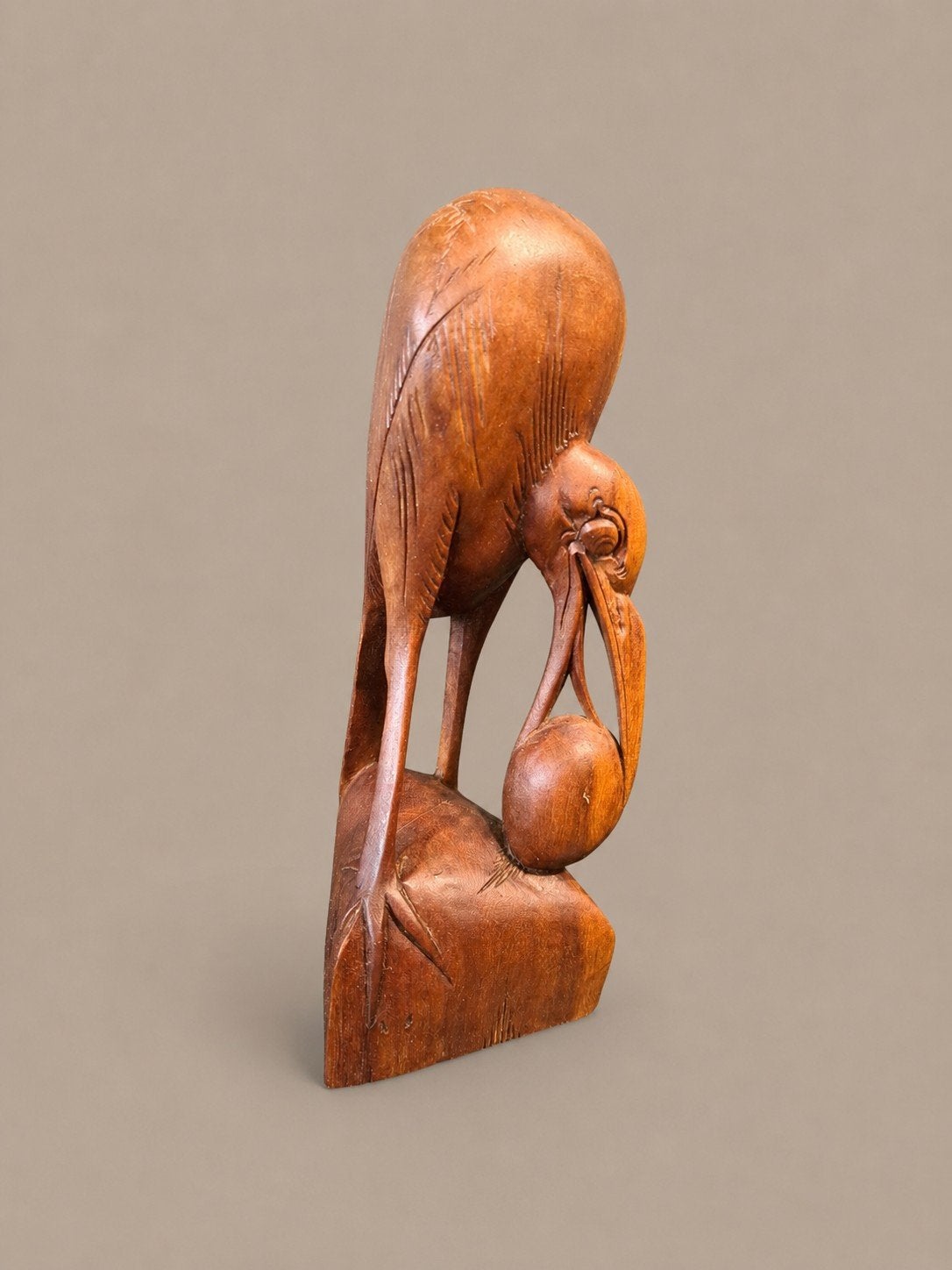 Balinees Art Deco Houtsnijwerk Vogel met Ei, 16cm, Antiek en Kunst, Kunst | Beelden en Houtsnijwerken, Ophalen of Verzenden