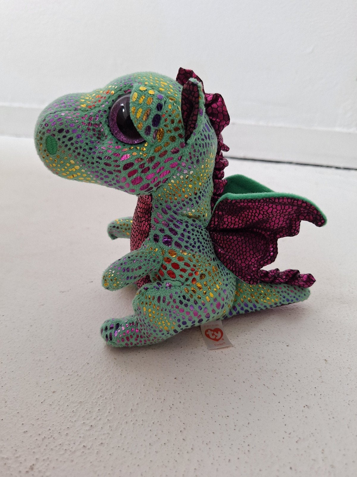 Ty Beanie Boos Cinder Draak Knuffel - Zo goed als nieuw, Groen, Ophalen of Verzenden, Klein (minder dan 20 cm), Ty
