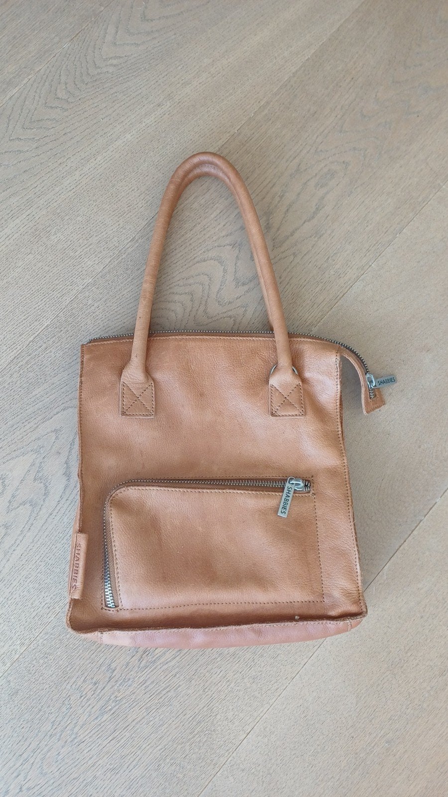 Shabbies Amsterdam Leren Handtas Cognac, Ophalen of Verzenden, Gebruikt, Bruin, Handtas