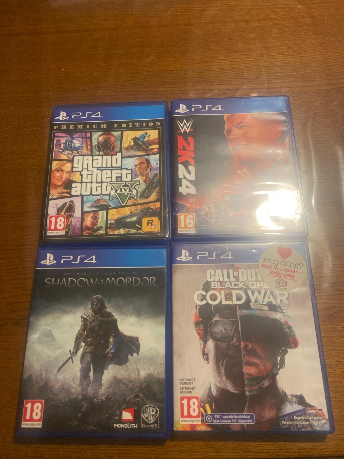 PS4 Games Bundel: GTA V, WWE 2K24, Shadow of Mordor, Cold Wa, Spelcomputers en Games, Online, Vanaf 18 jaar, Overige genres, Ophalen of Verzenden