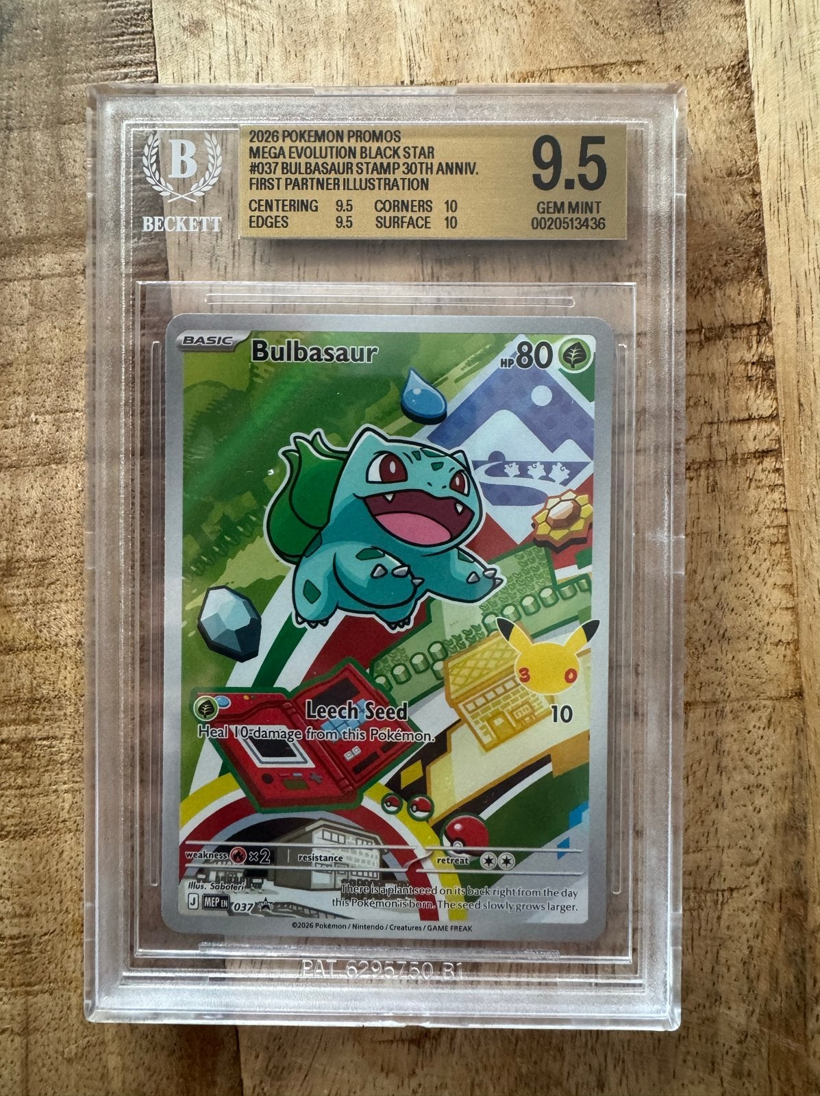 Bulbasaur BGS 9.5 Mega Evolution Black Star Promo Pokémon Ka, Ophalen, Zo goed als nieuw, Losse kaart