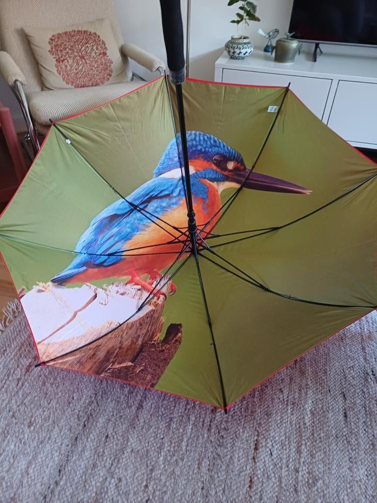 Paraplu met IJsvogel print - postcodeloterij., Sieraden, Tassen en Uiterlijk, Ophalen, Nieuw, Rood