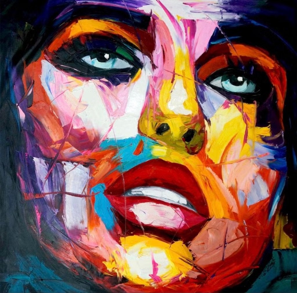 Moderne schilderij met een vrouwengezicht - 140 cm x 140 cm, Antiek en Kunst, Ophalen
