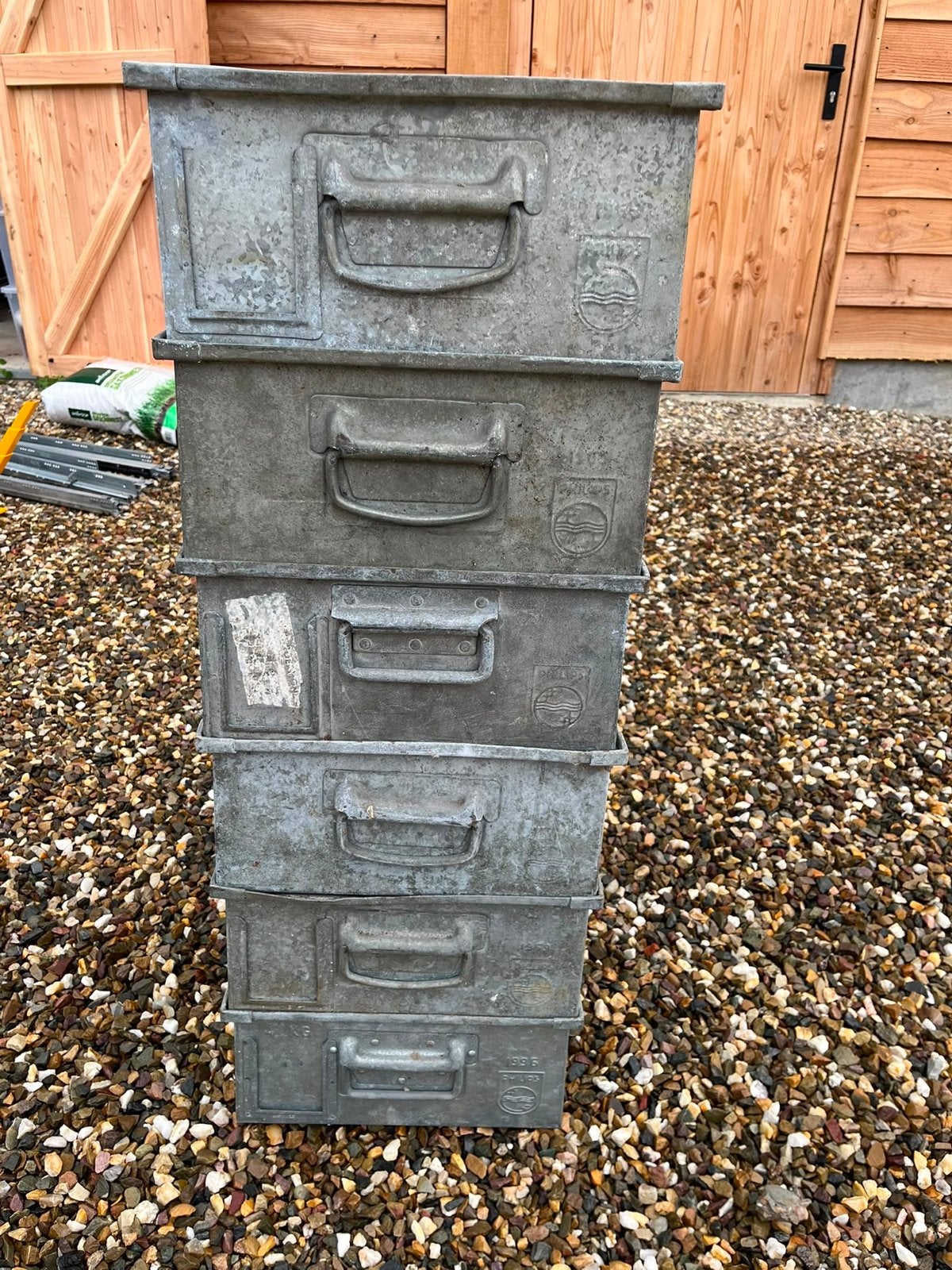 Vintage Philips metalen opbergbakken (set van 5), Ophalen, Gebruikt, 50 tot 100 cm, 50 tot 75 cm