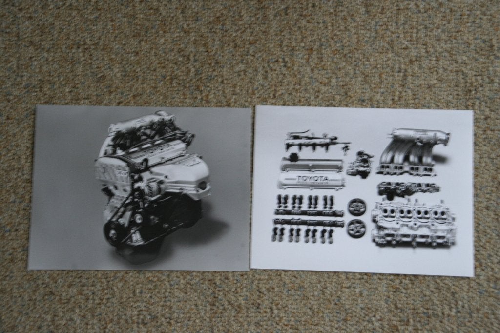 2 x Persfoto Toyota motorblok 2.0 16V 3S-GE (09-1985) (47), Ophalen of Verzenden, Nieuw, Toyota