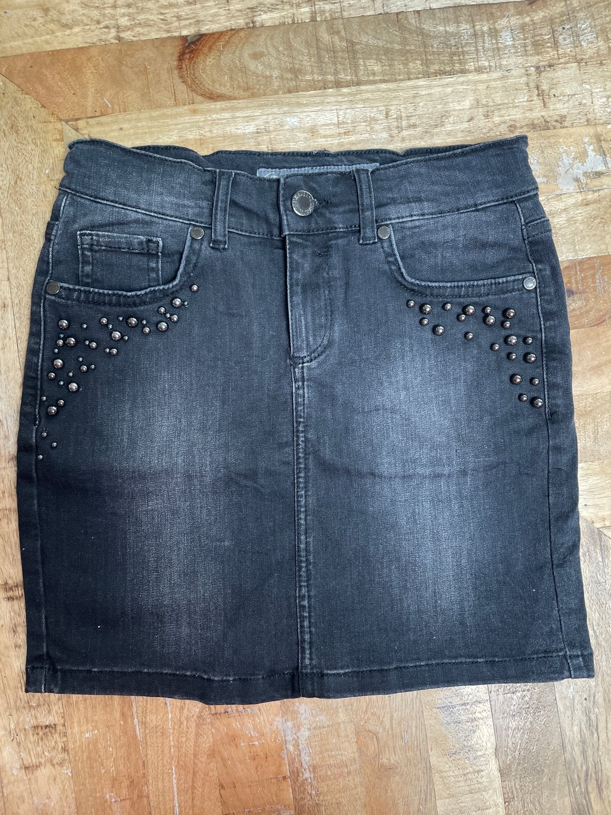 Geisha zwarte korte spijkerrok 164 met studs, Ophalen of Verzenden, Zo goed als nieuw, Meisje, Jurk of Rok