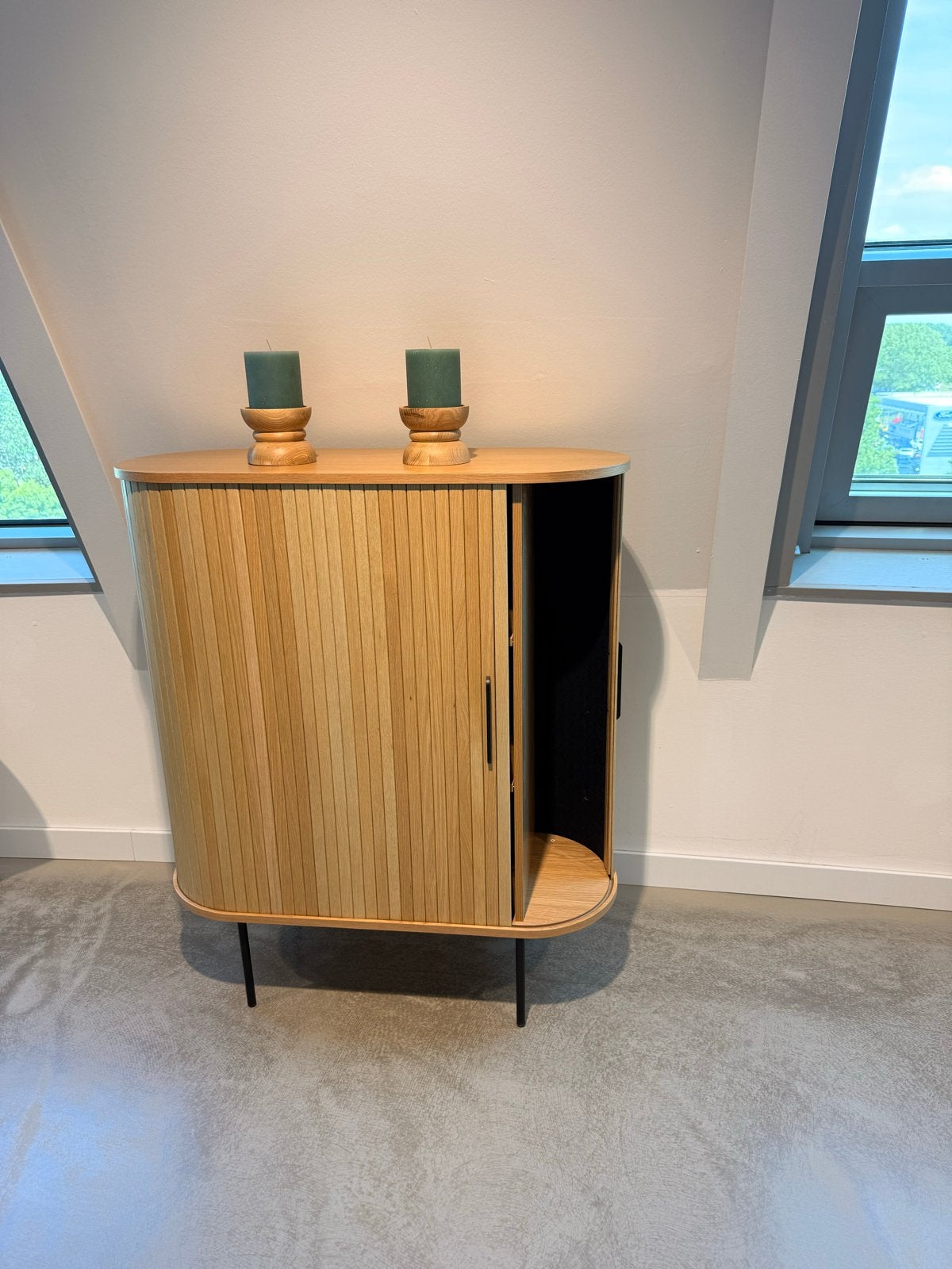 Nieuwe houten kast met roldeuren - 118x100 cm, Ophalen, Nieuw