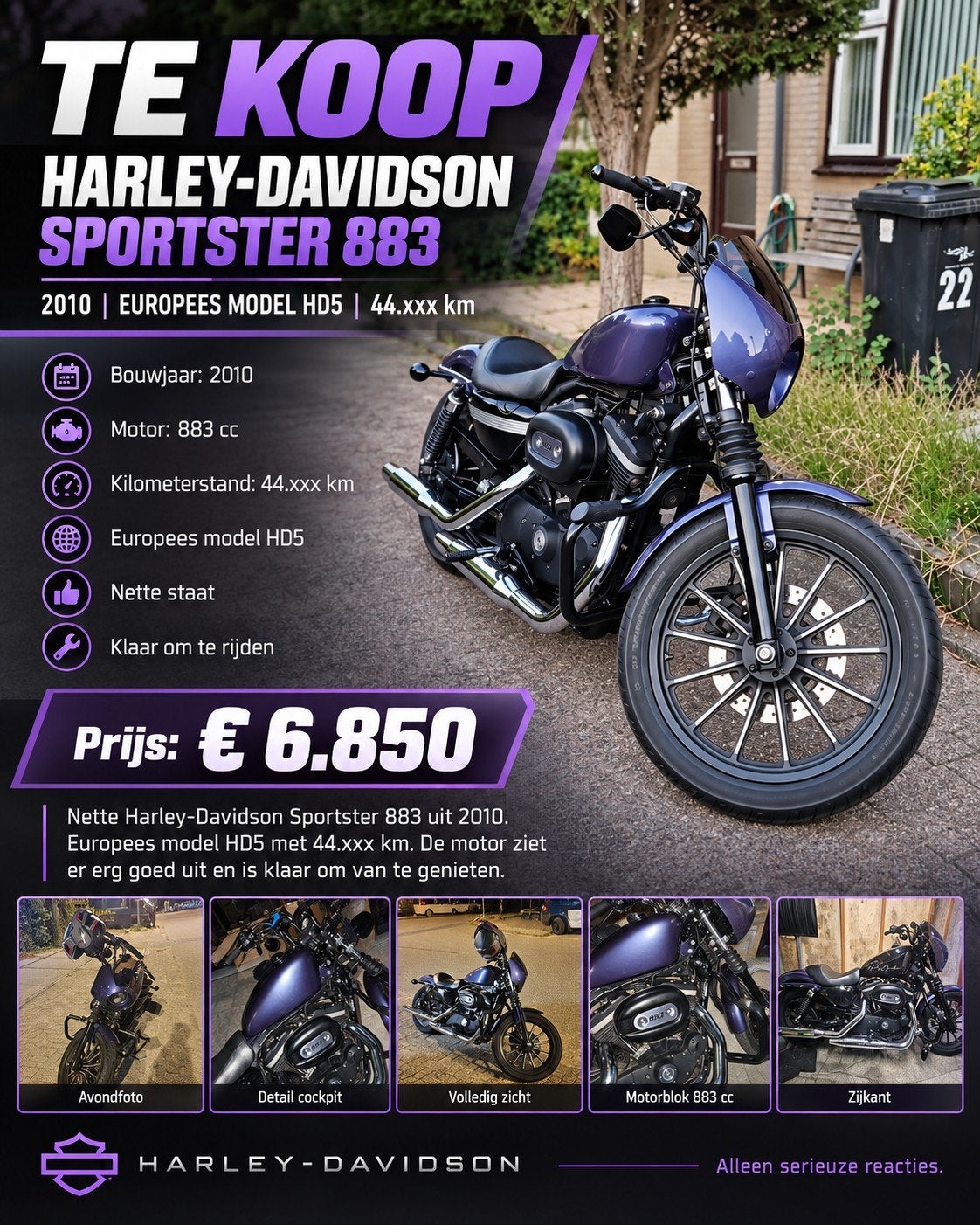 Harley Davidson Iron 883N 2010 - 45.xxx km, Motoren, Occasion, Chopper, Bedrijf, 883 cc