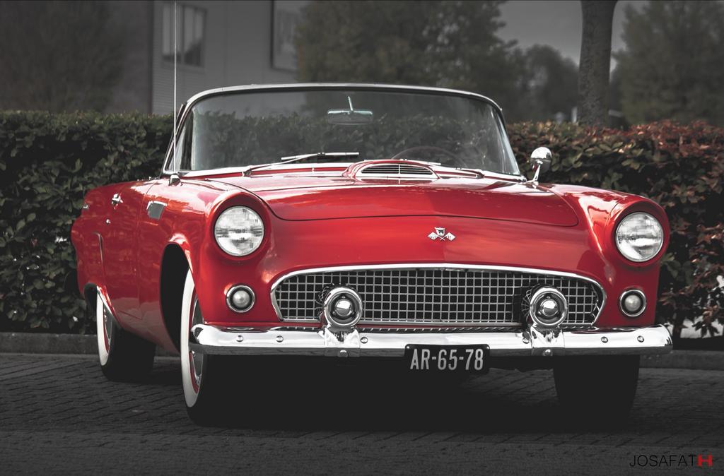 Ford Thunderbird 1955 Rood, Auto's, 4783 cc, Cabriolet, Leder, 205 pk