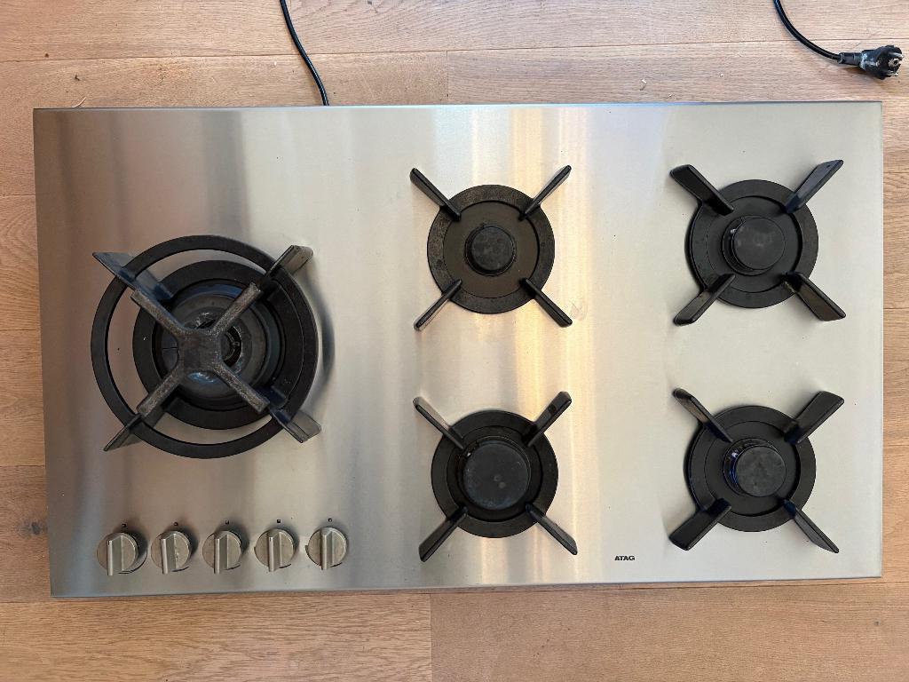 Atag gaskookplaat met wokbrander HG9711MBA 90cm, Ophalen, Gebruikt, Inbouw, Gas