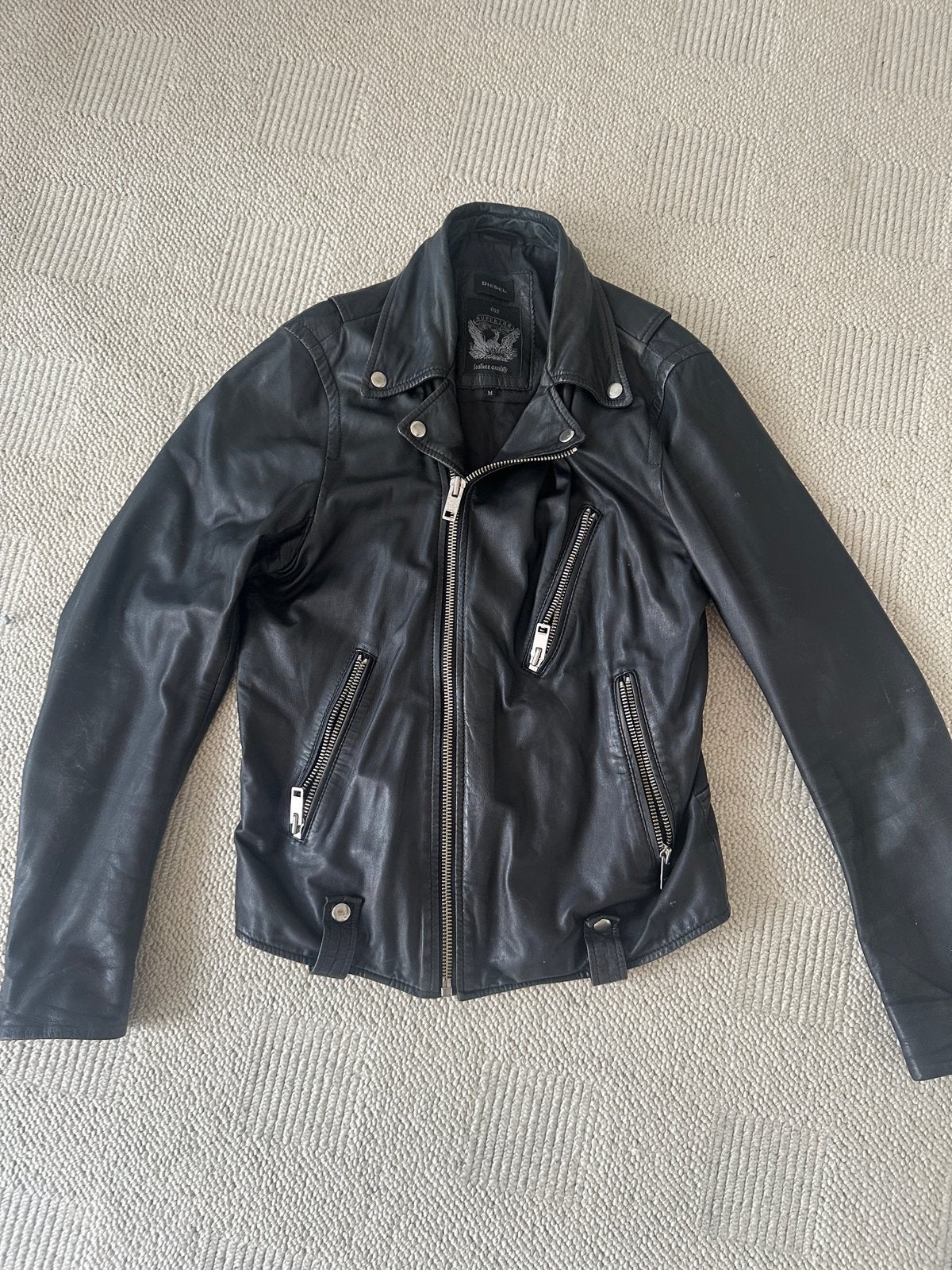 Originele Diesel leren jas, medium, skinny fit, Ophalen of Verzenden, Gedragen, Maat 48/50 (M), Zwart