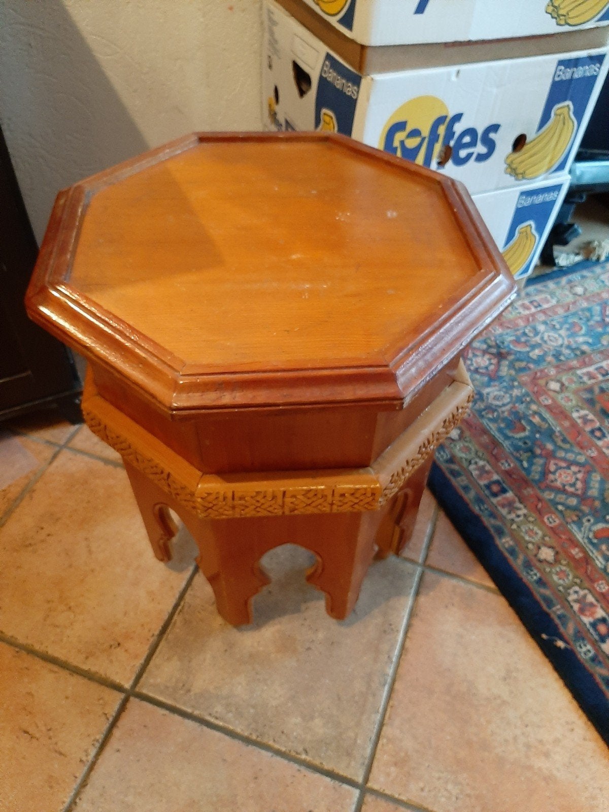 Set van 2 Marokkaanse 8-hoekige bijzettafels, Ophalen, Hout, Gebruikt, Oosters
