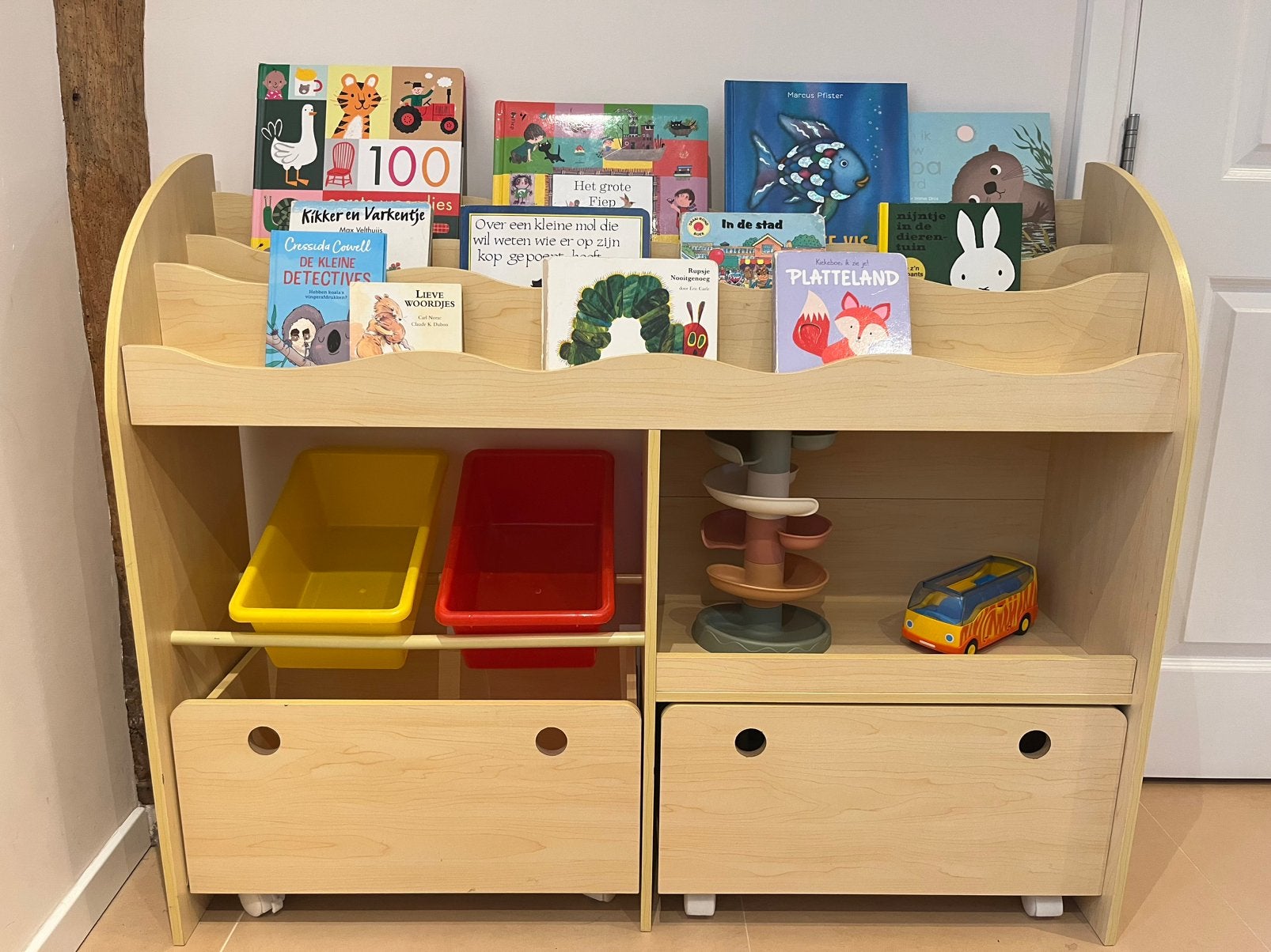montessori boekenkast met lades, Ophalen, 105 cm of meer, Zo goed als nieuw, 75 tot 100 cm